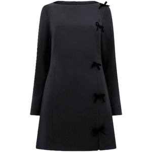 French Connection Fenix Satin Bow Long Sleeve Mini Dress